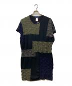 FUGA FUGAフーガフーガ）の古着「パッチワークニットワンピース」｜ネイビー
