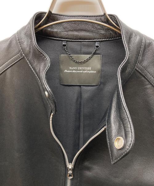 nano・universe（ナノ・ユニバース）nano・universe (ナノ・ユニバース) シープレザー シングルライダースジャケット ブラック サイズ:Mの古着・服飾アイテム