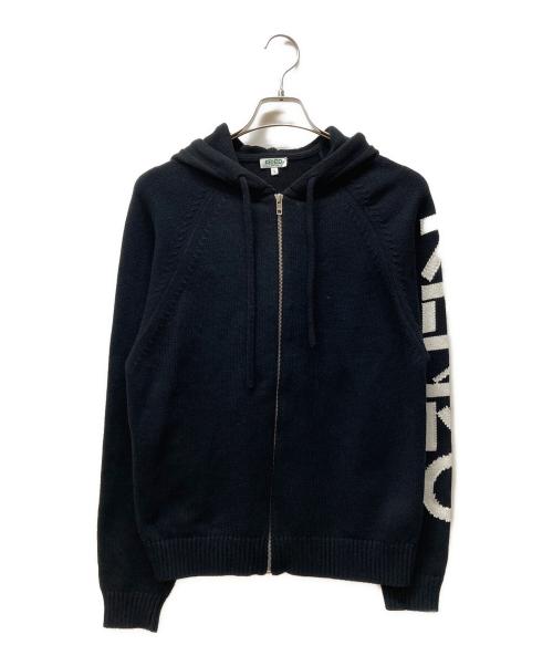 KENZO（ケンゾー）KENZO (ケンゾー) ロゴジャカードニットジップフーディ ブラック サイズ:Sの古着・服飾アイテム