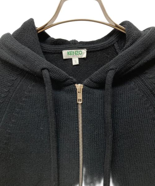 KENZO（ケンゾー）KENZO (ケンゾー) ロゴジャカードニットジップフーディ ブラック サイズ:Sの古着・服飾アイテム
