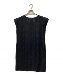 PLEATS PLEASE（プリーツプリーズ）の古着「シースルー ジャカードチュニック」｜ブラック