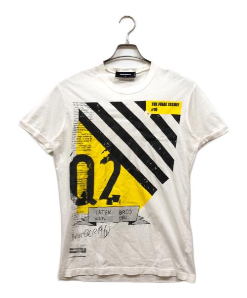 DSQUARED2（ディースクエアード）DSQUARED2 (ディースクエアード) プリントTシャツ ホワイト サイズ:Mの古着・服飾アイテム