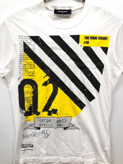 DSQUARED2（ディースクエアード）DSQUARED2 (ディースクエアード) プリントTシャツ ホワイト サイズ:Mの古着・服飾アイテム
