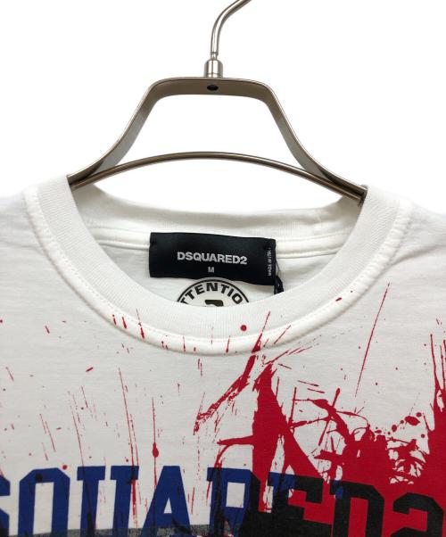 DSQUARED2（ディースクエアード）DSQUARED2 (ディースクエアード) SEXY SLIM FIT プリントTシャツ ホワイト サイズ:Ⅿ 未使用品の古着・服飾アイテム
