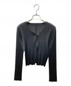 PLEATS PLEASEプリーツプリーズ）の古着「プリーツ カラーレスジャケット」｜ブラック