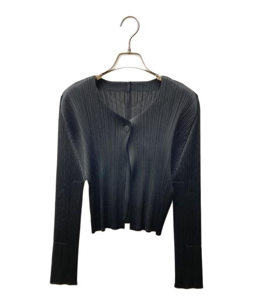 PLEATS PLEASE（プリーツプリーズ）PLEATS PLEASE (プリーツプリーズ) プリーツ カラーレスジャケット ブラック サイズ:4の古着・服飾アイテム