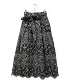Audie a Musesオーディア ミューズ）の古着「オーガンジー刺繍スカート」｜ブラック