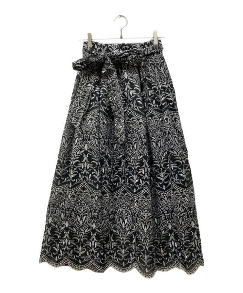 Audie a Muses（オーディア ミューズ）audie a muses (オーディア ミューズ) オーガンジー刺繍スカート ブラック サイズ:SIZE 38の古着・服飾アイテム
