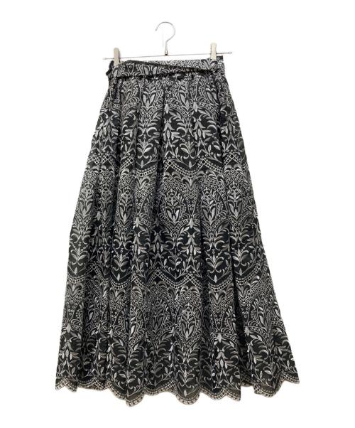 Audie a Muses（オーディア ミューズ）audie a muses (オーディア ミューズ) オーガンジー刺繍スカート ブラック サイズ:SIZE 38の古着・服飾アイテム