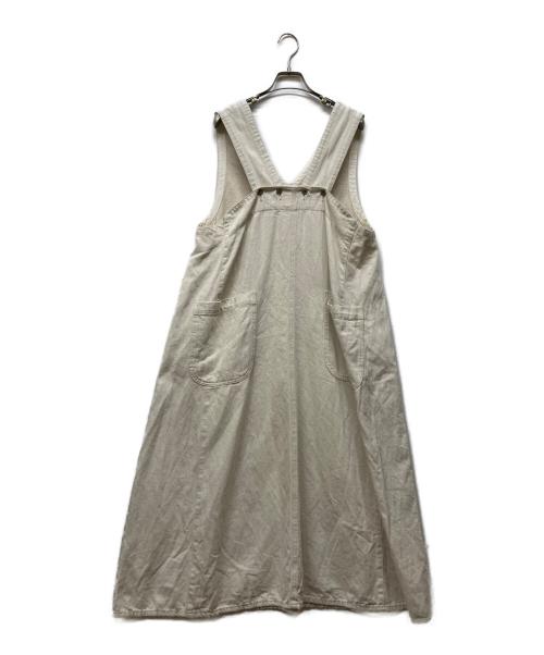 tumugu（ツムグ）tumugu (ツムグ) 10ozコットンリネンデニム ジャンパースカート アイボリー サイズ:FREEの古着・服飾アイテム
