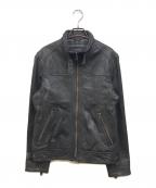 BURBERRY BLACK LABELバーバリーブラックレーベル）の古着「シングルライダースジャケット」｜ブラック