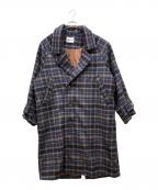 Naptimeナップタイム）の古着「チェックロングチェスターコート」｜ネイビー