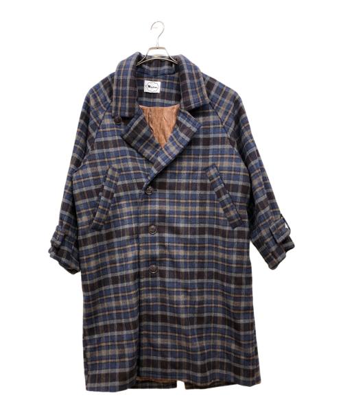 Naptime（ナップタイム）naptime (ナップタイム) チェックロングチェスターコート ネイビー サイズ:Ⅼの古着・服飾アイテム