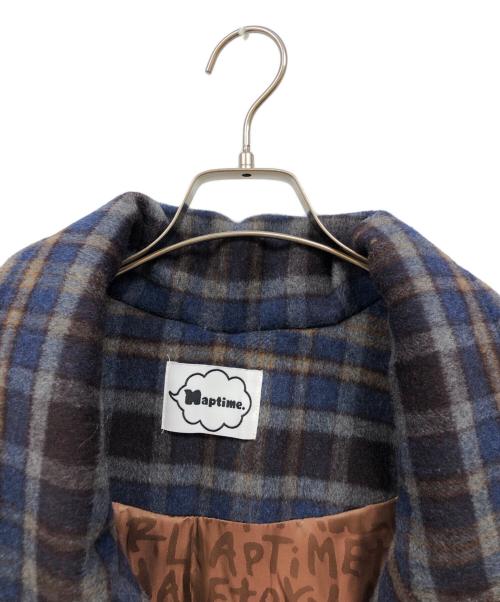 Naptime（ナップタイム）naptime (ナップタイム) チェックロングチェスターコート ネイビー サイズ:Ⅼの古着・服飾アイテム