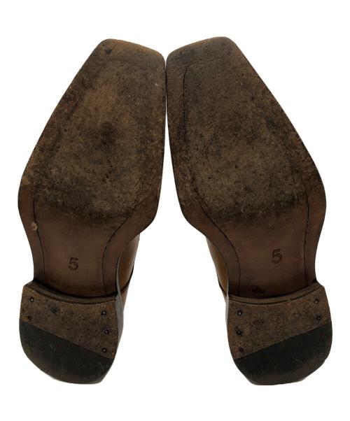 Stefano Branchini（ステファノ・ブランキーニ）Stefano Branchini (ステファノ・ブランキーニ) スクエアトゥーレザーシューズ ブラウン サイズ:SIZE 5の古着・服飾アイテム