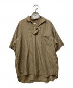 COMOLIコモリ）の古着「17SS シルク スキッパー 半袖シャツ」｜ブラウン