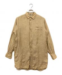 INDIVIDUALIZED SHIRTS（インディビジュアライズドシャツ）の古着「USA製 PURE LINEN レギュラーカラーシャツ」｜ベージュ