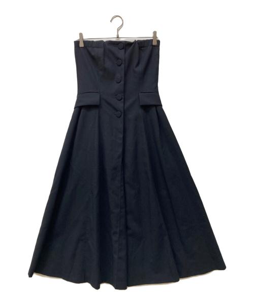 ebure（エブール）EBURE (エブール) 強撚ツイルクレープ ベアワンピース ネイビー サイズ:SIZE 36の古着・服飾アイテム