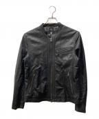 BLACK LABEL CRESTBRIDGEブラックレーベル クレストブリッジ）の古着「チェックライニングシングルライダースジャケット」｜ブラック