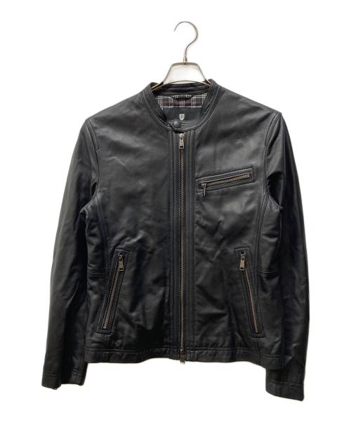 BLACK LABEL CRESTBRIDGE（ブラックレーベル クレストブリッジ）BLACK LABEL CRESTBRIDGE (ブラックレーベル クレストブリッジ) チェックライニングシングルライダースジャケット ブラック サイズ:Mの古着・服飾アイテム