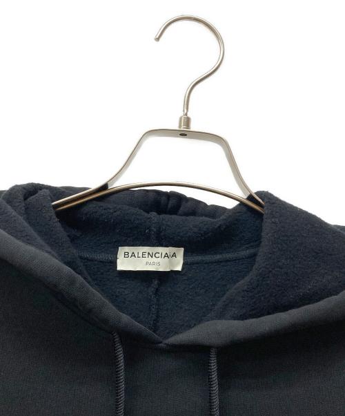 BALENCIAGA（バレンシアガ）BALENCIAGA (バレンシアガ) フェイクレザーパッチワークフーディ ブラック サイズ:SIZE XSの古着・服飾アイテム