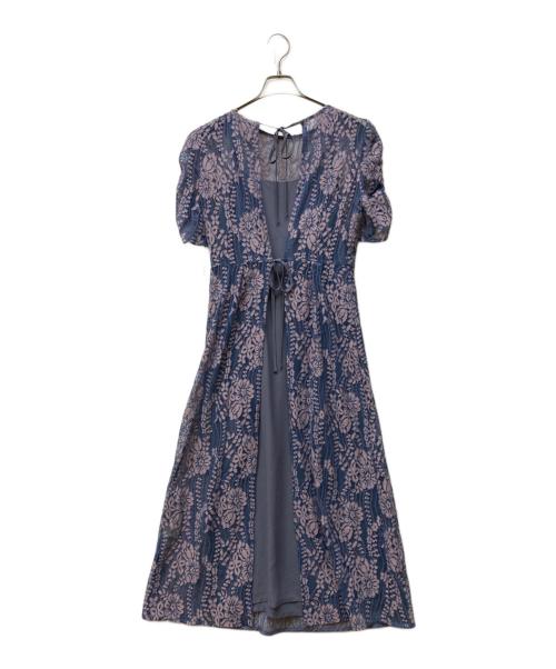 Kaene（カエン）kaene (カエン) 配色レースエプロンワンピース ピンク×ブルー サイズ:SIZE 38の古着・服飾アイテム