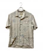 RRLダブルアールエル）の古着「PRINT INDIGO LINEN CAMP SHIRT」｜ベージュ