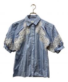 3.1 phillip lim（スリーワンフィリップリム）の古着「レースストライプショートスリーブシャツ」｜ブルー