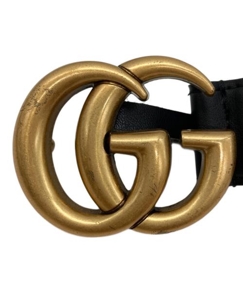 GUCCI（グッチ）GUCCI (グッチ) GGマーモントレザーベルト ブラックの古着・服飾アイテム