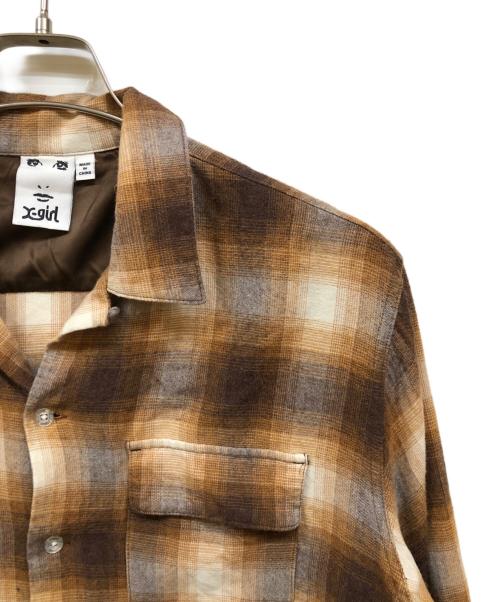 X-GIRL（エックスガール）X-girl (エックスガール) OMBRE PLAID SHIRT ブラウン サイズ:Ⅿの古着・服飾アイテム