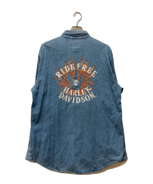 HARLEY-DAVIDSON（ハーレーダビッドソン）HARLEY-DAVIDSON (ハーレーダビッドソン) 刺繍デニムシャツ インディゴ サイズ:Lの古着・服飾アイテム