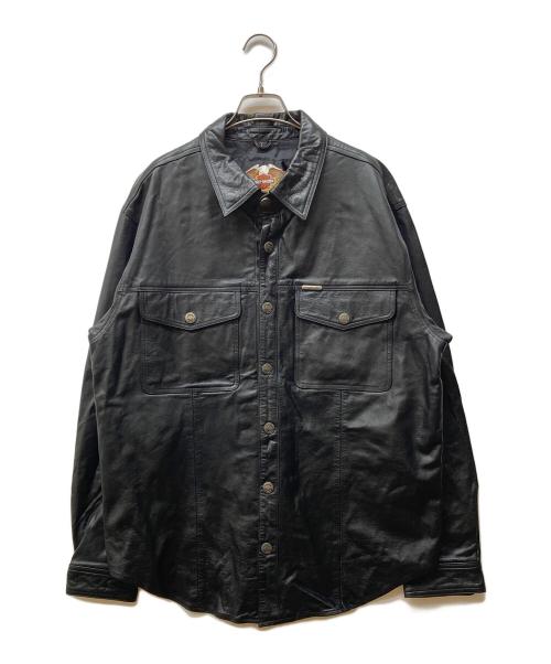 HARLEY-DAVIDSON（ハーレーダビッドソン）HARLEY-DAVIDSON (ハーレーダビッドソン) レザーシャツ ブラック サイズ:Lの古着・服飾アイテム