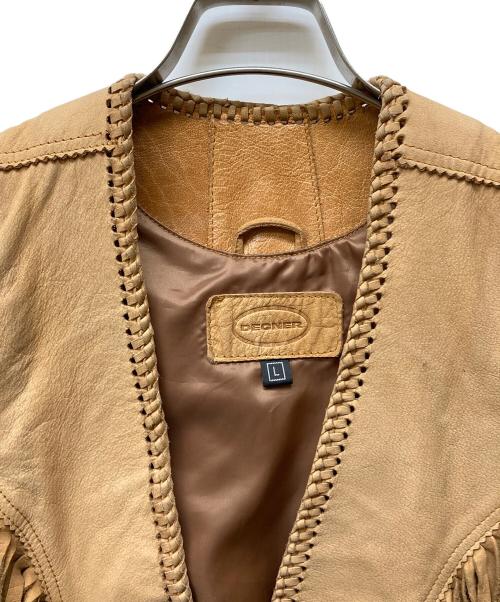 DEGNER（デグナー）DEGNER (デグナー) ヌバックコンチョフリンジベスト ブラウン サイズ:Lの古着・服飾アイテム