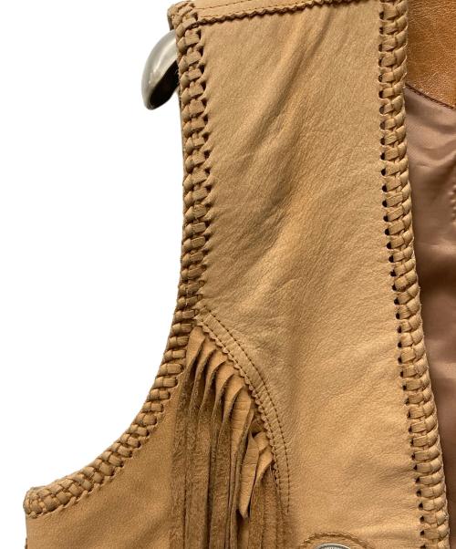 DEGNER（デグナー）DEGNER (デグナー) ヌバックコンチョフリンジベスト ブラウン サイズ:Lの古着・服飾アイテム