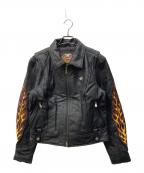 HARLEY-DAVIDSONハーレーダビッドソン）の古着「ファイヤーカスタム ライダースジャケット」｜ブラック