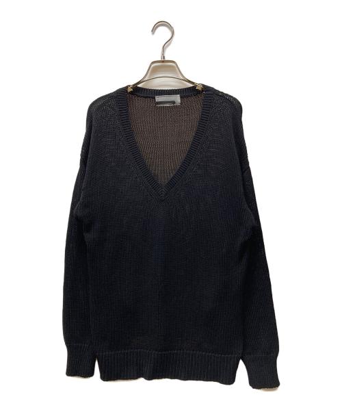 CHAOS（カオス）Chaos (カオス) シルクコンリリー 2WAY Ｖネックプルオーバー ブラック サイズ:ＦＲＥＥの古着・服飾アイテム