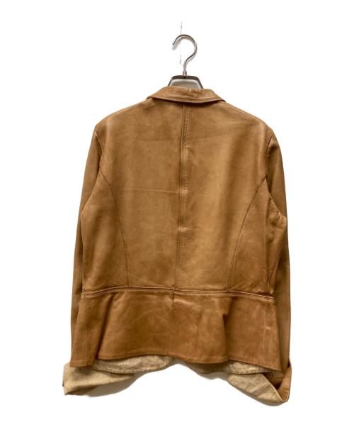 BRUNELLO CUCINELLI（ブルネロクチネリ）BRUNELLO CUCINELLI (ブルネロクチネリ) レザーテーラードジャケット ブラウン サイズ:46の古着・服飾アイテム