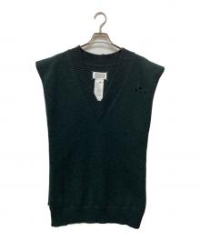 Maison Margiela（メゾンマルジェラ）の古着「Destroyed V ネック ベスト」｜グリーン