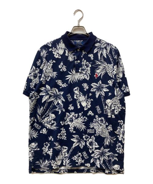 POLO RALPH LAUREN（ポロ・ラルフローレン）POLO RALPH LAUREN (ポロ・ラルフローレン) HAWAIIAN BEAR CUSTOM SLIM FIT ポロシャツ ネイビー サイズ:Lの古着・服飾アイテム