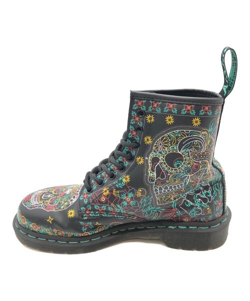 Dr.Martens（ドクターマーチン）Dr.Martens (ドクターマーチン) 1460 SKULL LEATHER ANKLE BOOT ブラック×グリーン サイズ:UK6の古着・服飾アイテム