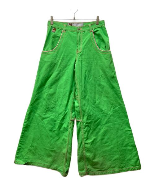 stuka（ストゥーカ）STUKA (ストゥーカ) バギーフレアパンツ グリーン×ピンク サイズ:32の古着・服飾アイテム