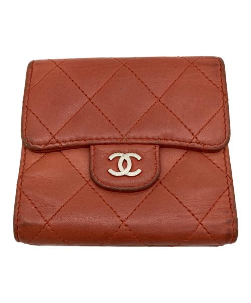 CHANEL（シャネル）CHANEL (シャネル) Wホック マトラッセ 二つ折り財布 ピンクの古着・服飾アイテム