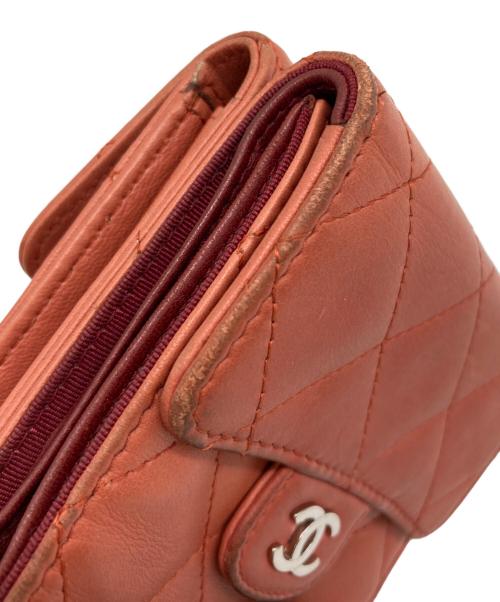 CHANEL（シャネル）CHANEL (シャネル) Wホック マトラッセ 二つ折り財布 ピンクの古着・服飾アイテム