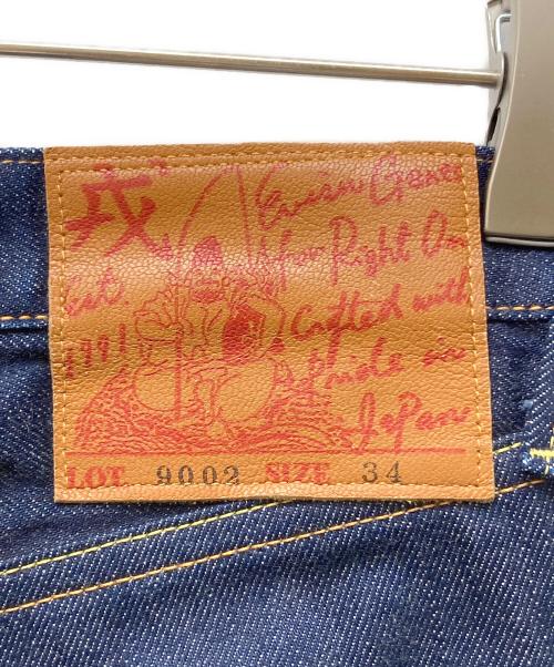 EVISU（エヴィス）EVISU (エヴィス) WAREHOUSE (ウエアハウス) Right-on (ライトオン) Lot 9002 ダブルカモメ デニムパンツ インディゴ×グリーン サイズ:SIZE 34の古着・服飾アイテム