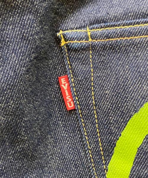 EVISU（エヴィス）EVISU (エヴィス) WAREHOUSE (ウエアハウス) Right-on (ライトオン) Lot 9002 ダブルカモメ デニムパンツ インディゴ×グリーン サイズ:SIZE 34の古着・服飾アイテム