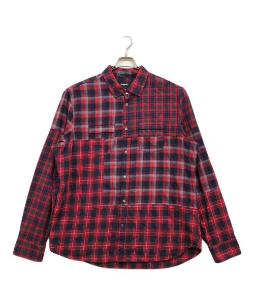 Desigual（デシグアル）Desigual (デシグアル) チェック柄メンズレギュラーシャツ レッド サイズ:XXLの古着・服飾アイテム