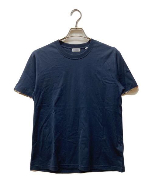 BURBERRY（バーバリー）BURBERRY (バーバリー) 袖チェックコットンTシャツ ブラック サイズ:Mの古着・服飾アイテム