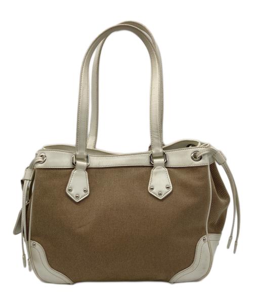 PRADA（プラダ）PRADA (プラダ) ロゴジャガード キャンバス2WAYショルダーバッグ ホワイトの古着・服飾アイテム