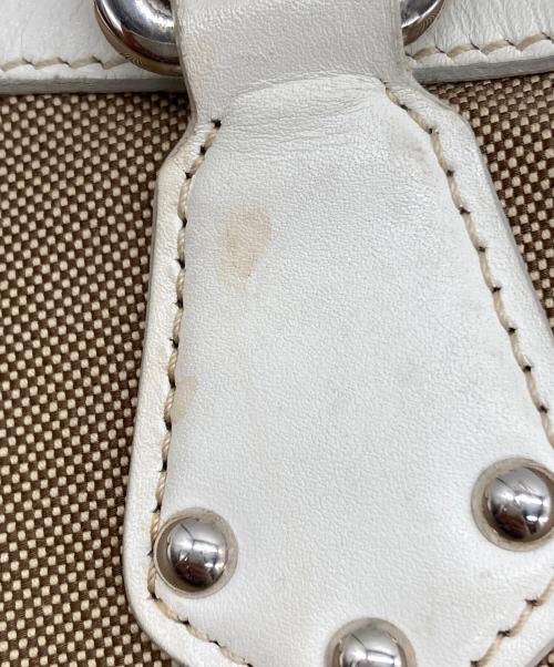 PRADA（プラダ）PRADA (プラダ) ロゴジャガード キャンバス2WAYショルダーバッグ ホワイトの古着・服飾アイテム