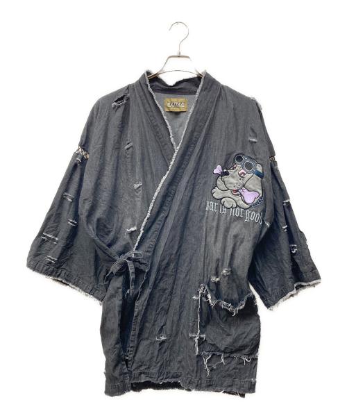 GALFY（ガルフィー）GALFY (ガルフィー) 病みに染まりしボロボロ甚平 グレー サイズ:XLの古着・服飾アイテム